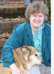 Joanna Bourne and her dog